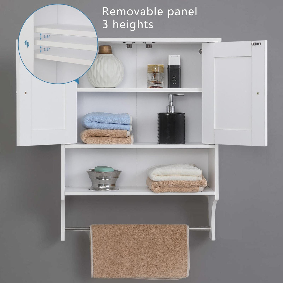 White Farmhouse Over-the-Toilet Storage Cabinet - Bathroom Utility