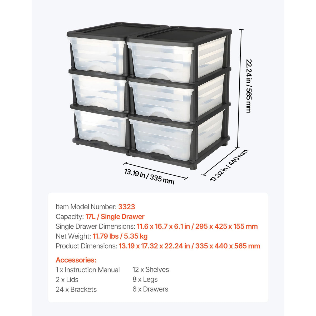 Black White Plastic Storage Drawers for Bedroom Organization