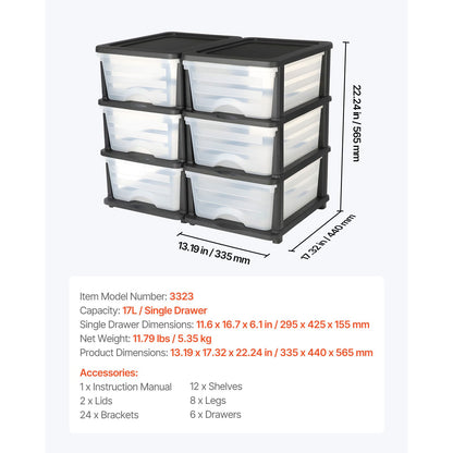 Black White Plastic Storage Drawers for Bedroom Organization