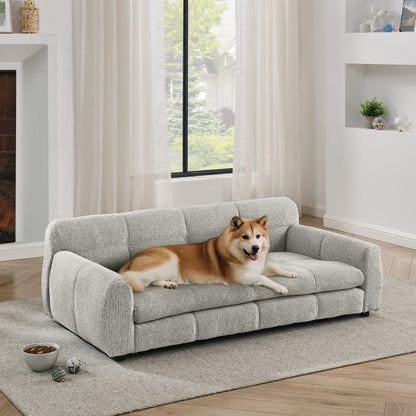 Large Beige Foam Dog Sofa Bed - Oversized Pet Furniture