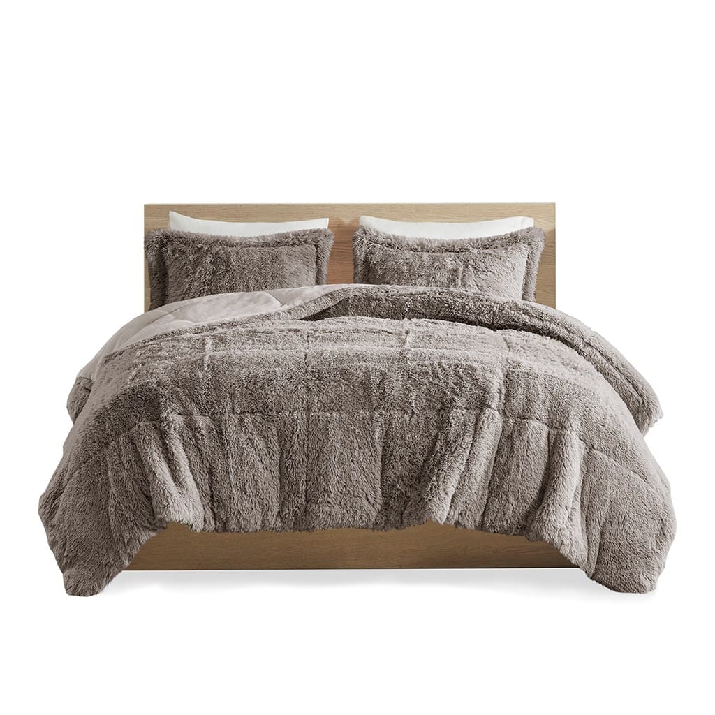 Grey Twin Shaggy Polyester Comforter Set