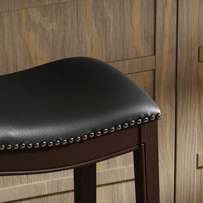 Black PU Leather Barstool with Hardwood Frame, 31 inch height for Bedroom