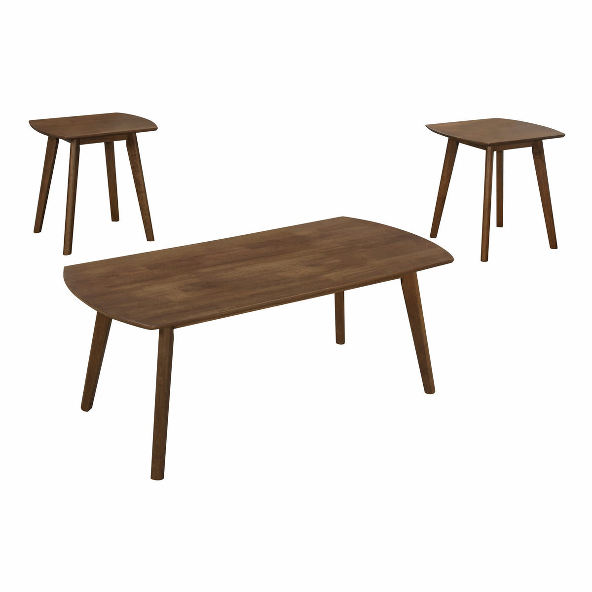Contemporary 3-Piece Cocktail Set - Walnut Coffee Table & End Tables