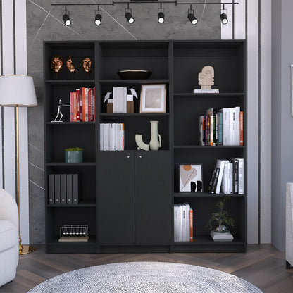 Wenge 3 Piece Bookcase Set - 8 Shelves for Living Room