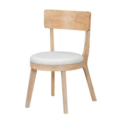 Beige Natural Upholstered Dining Chairs Set of 2