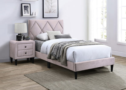 Light Pink Velvet 2-Drawer Nightstand for Glam Bedroom Storage