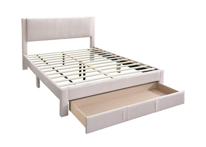 Contemporary Queen Bed Frame - Light Pink Corduroy Storage