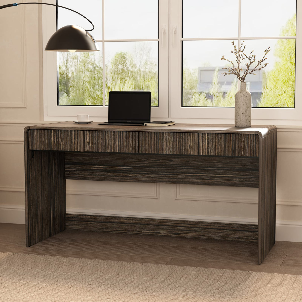 Dark Walnut Office Desk - 60" Computer Workstation