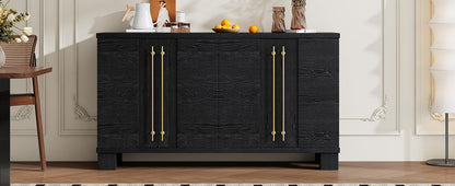 Black MDF Sideboard Buffet Cabinet - 60" Storage Server