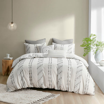 King Cotton Jacquard Duvet Cover Set - Ivory