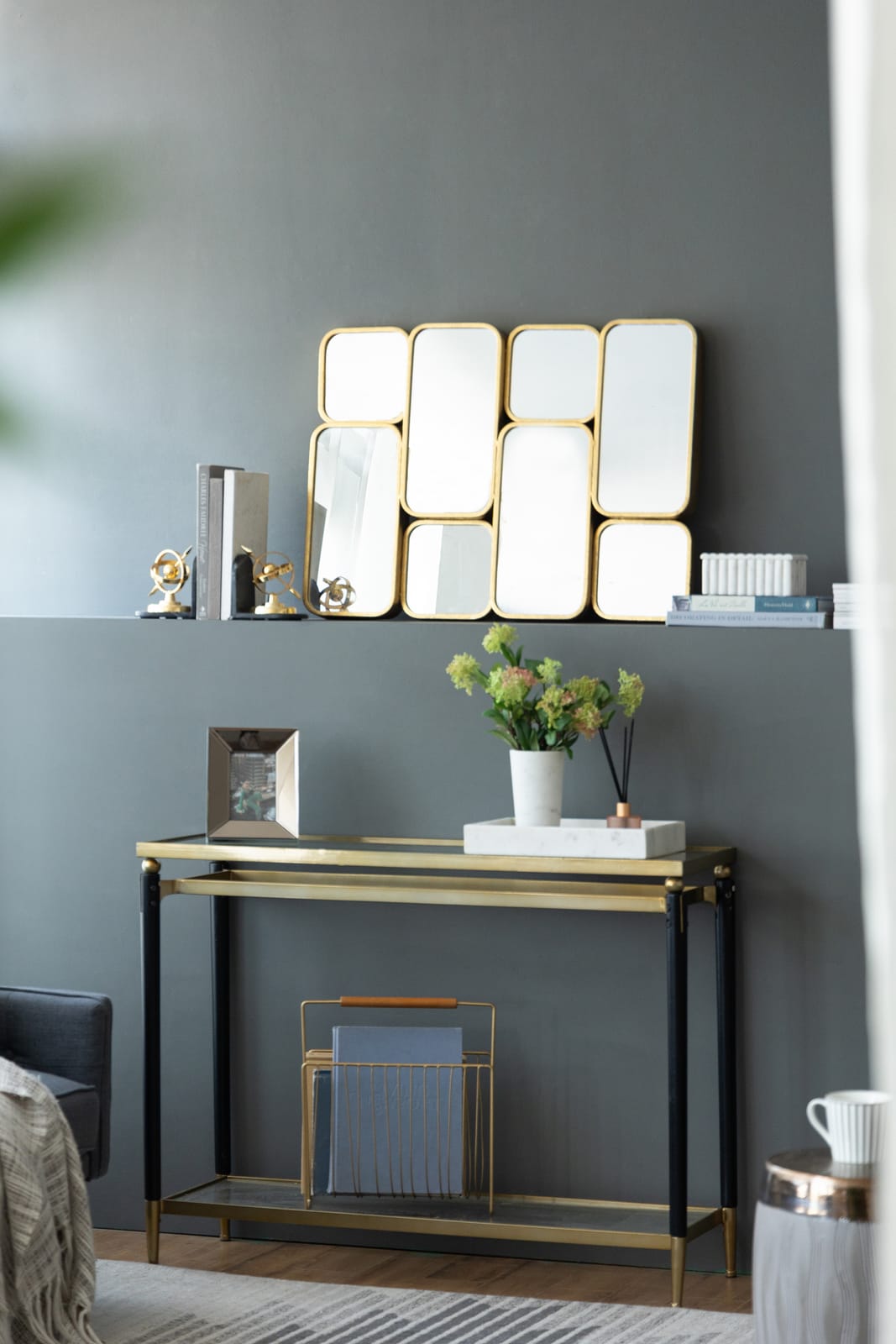 Gold Iron Mirror Set for Modern Bedroom Hallway Decor