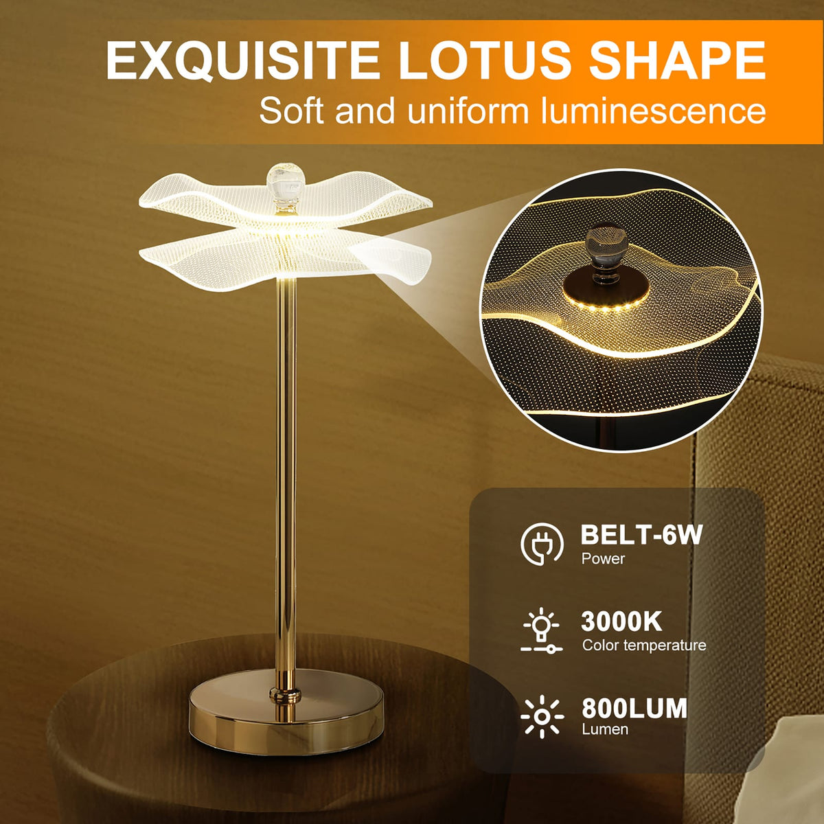 Led Acrylic Copper Gold Luminaire Table Lamp - Modern Bedroom Nightstand Desk Lamp