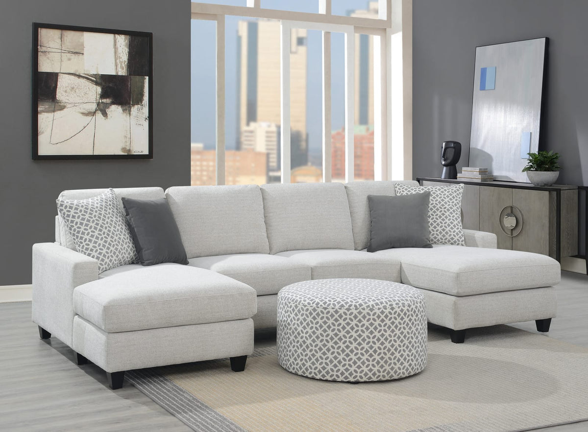 Gray Round Ottoman - 34.8" Storage Footstool