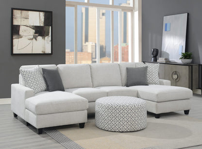 Gray Round Ottoman - 34.8" Storage Footstool