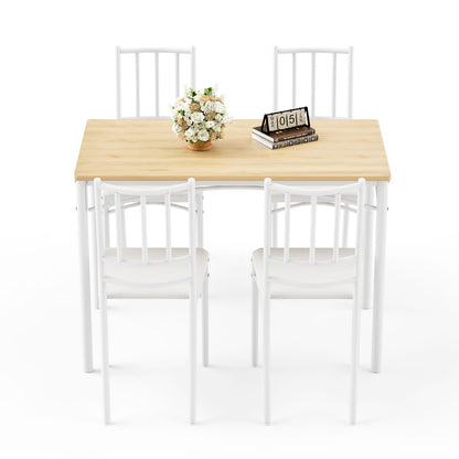 4-Person Dining Table Set - Natural White Industrial Style for Dining Room