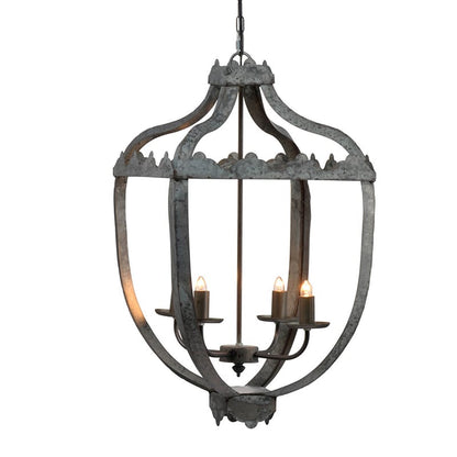 4-Light Metal Chandelier - Gray Iron Lighting Fixture