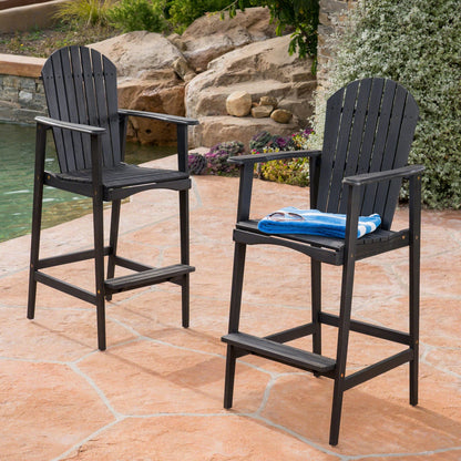 Dark Gray Acacia Wood Adirondack Barstools for Your Garden or Porch