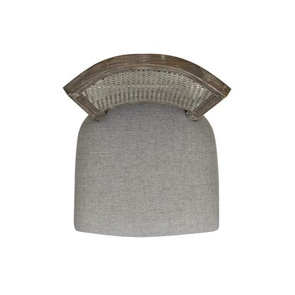 Gray Rattan Bar Stool - Wood & Fabric Comfort for Dining Room