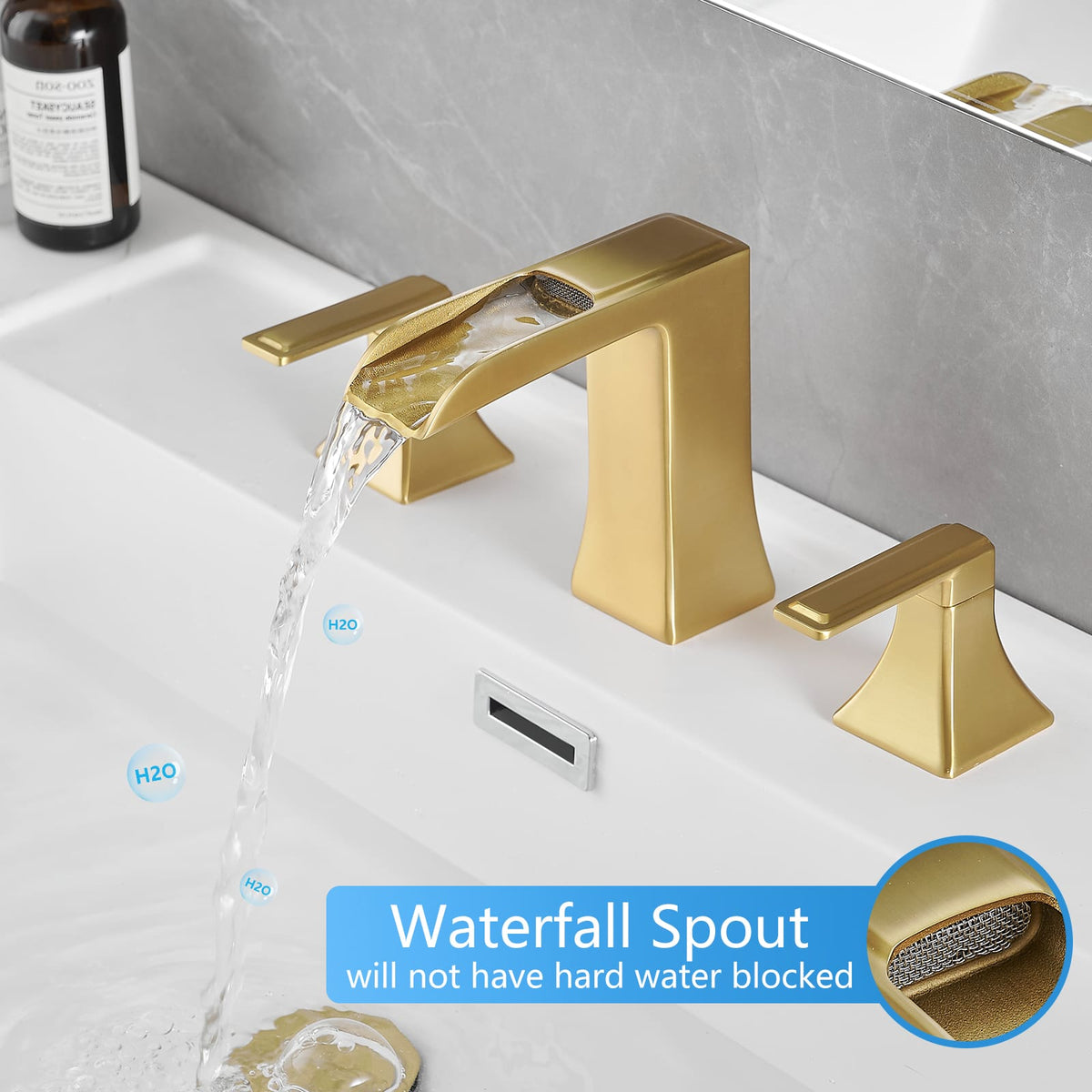 Brushed Gold 2-Handle Bathroom Sink Faucet