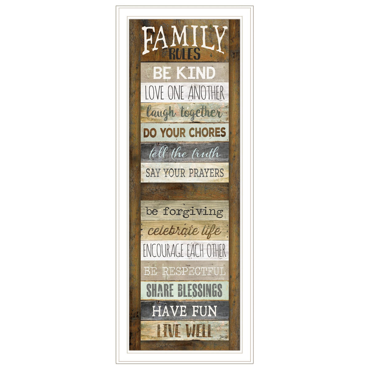 Family Rules Shutter - White Frame Print, Ready to Hang