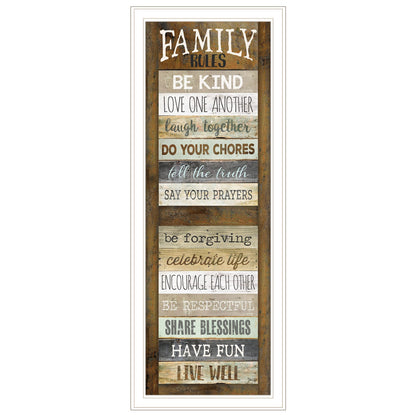 Family Rules Shutter - White Frame Print, Ready to Hang