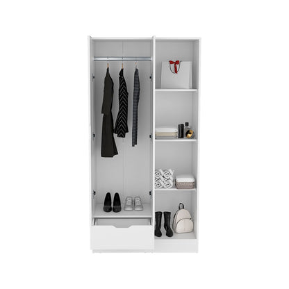White Bedroom Armoire - 71" Wide Storage Cabinet