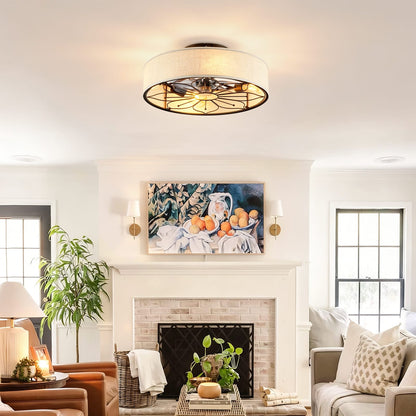 20" Lotus Design Fabric Farmhouse Ceiling Fan with Remote Control