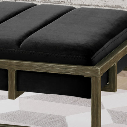 Black Velvet Ottoman Bench - Modern Bedroom Accent
