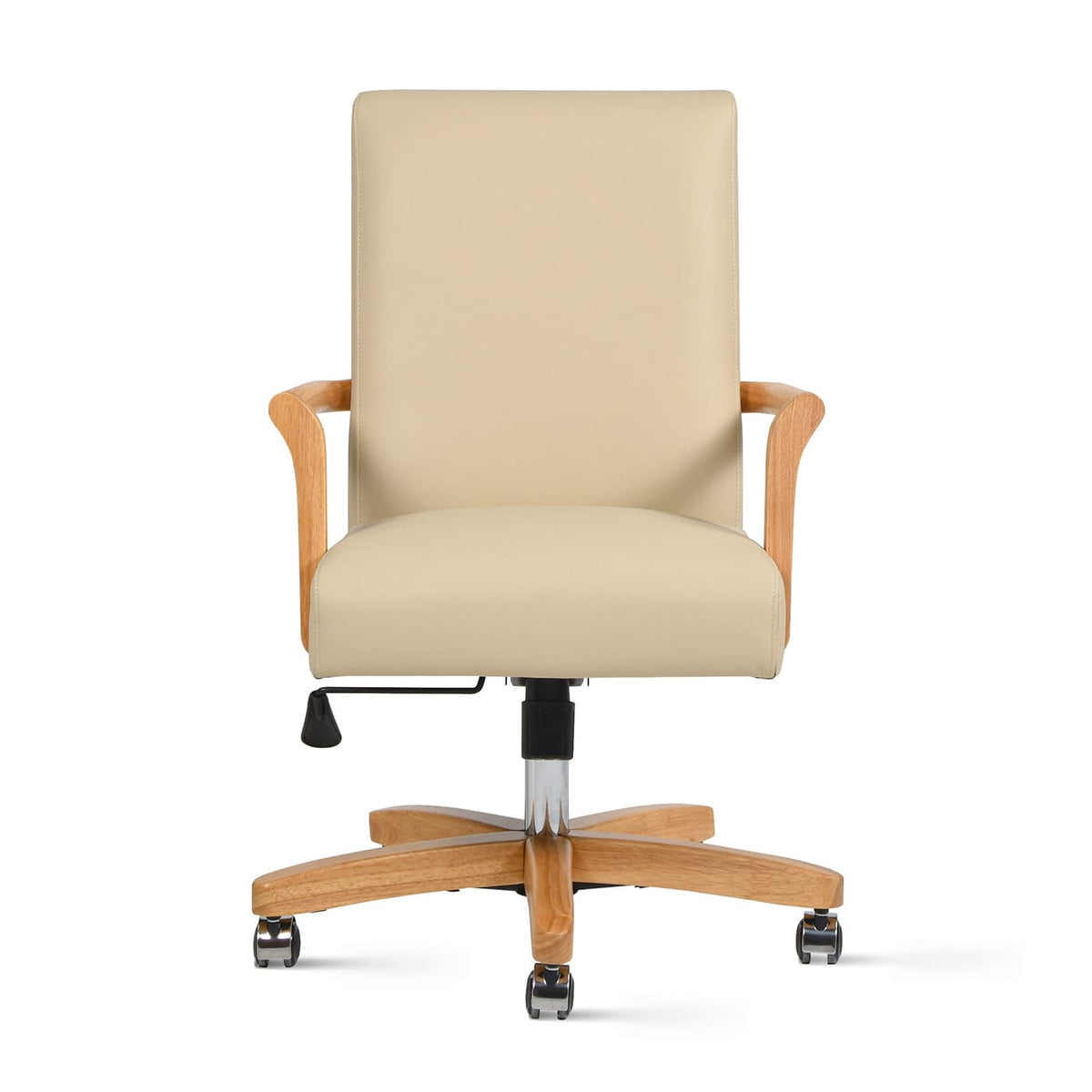 Dumont Executive Home Office Chair - Beige Leather & Wood