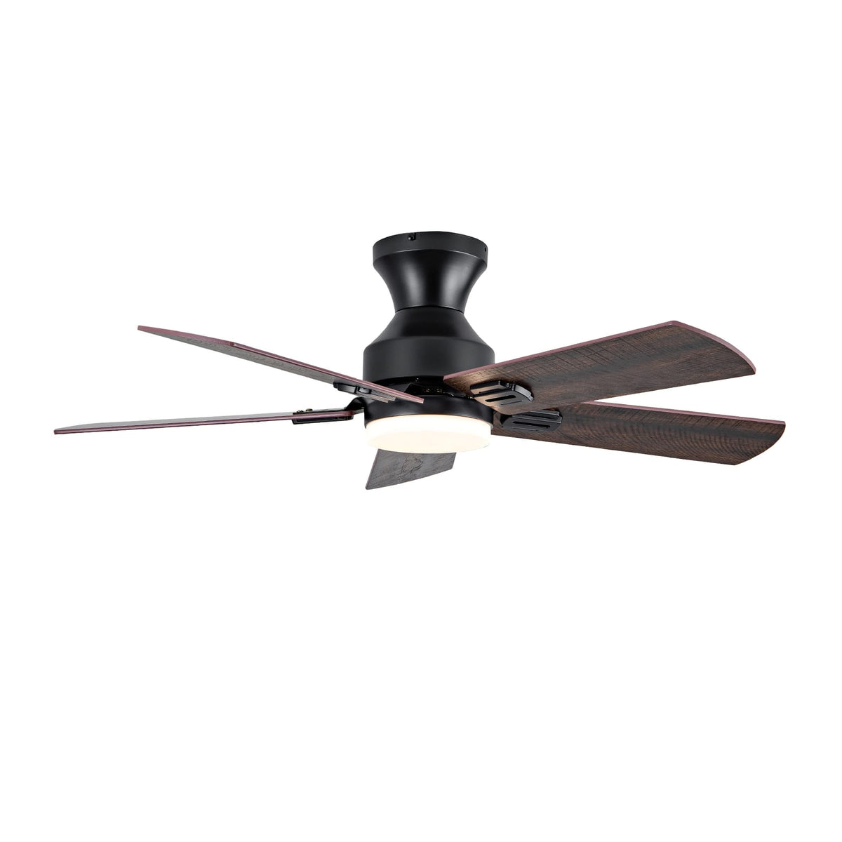 Black Solid Wood Low Profile Ceiling Fan with Light