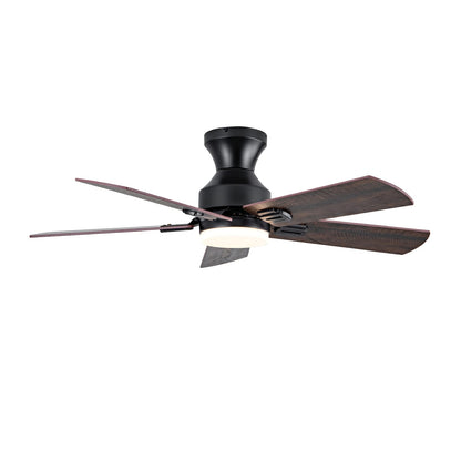 Black Solid Wood Low Profile Ceiling Fan with Light