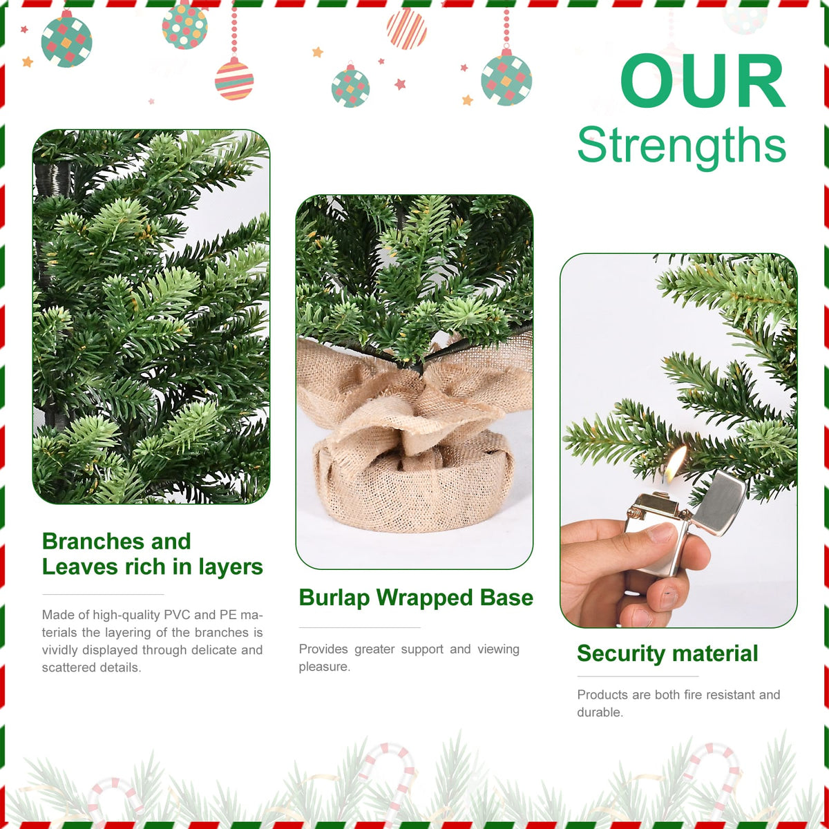 Mini Green PE Tabletop Christmas Tree for Small Dorm or Entryway Decor