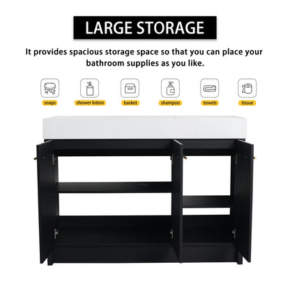 48 Inch Bathroom Vanity - Black Chestnut Plywood Storage