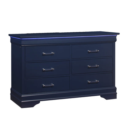 Blue 6 Drawer Dresser - Modern Bedroom Storage