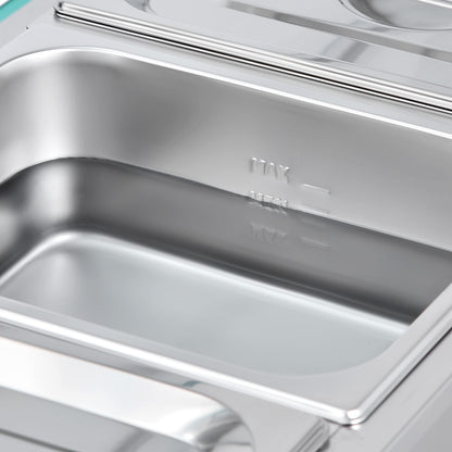 Silver Stainless Steel Food Warmer - 1500W Buffet Bain Marie