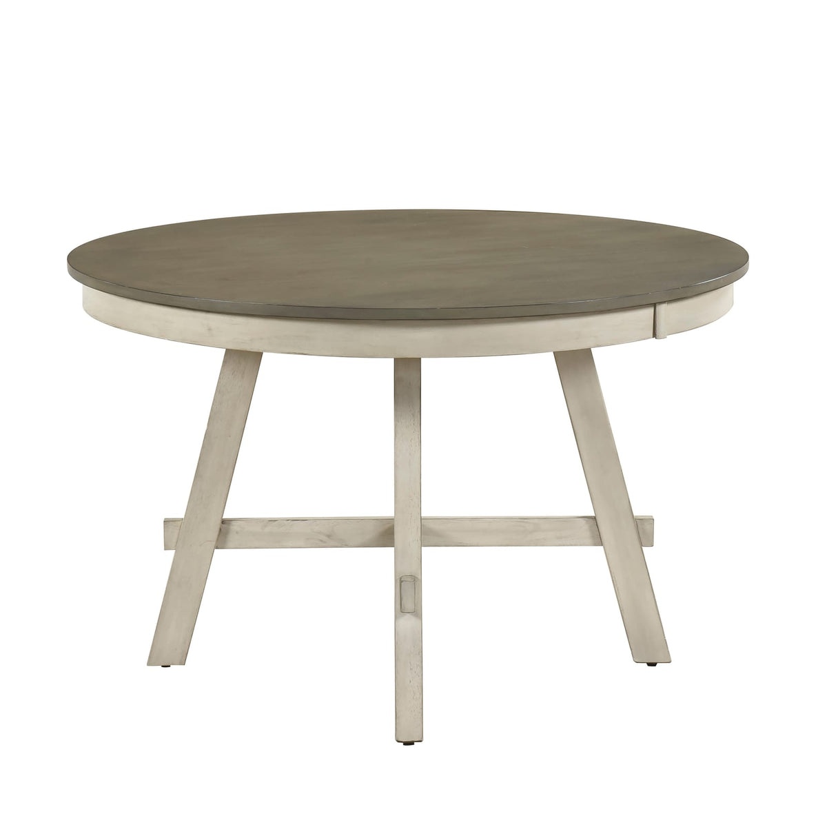 Rustic Round Dining Table - Antique White & Gray Wood