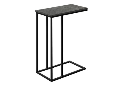 Grey C-Shape End Table with Metal Base for Living Room Accent