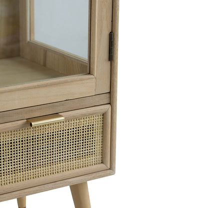 Brown MDF Two-Door Cabinet - 62.6" Tall Storage for Living Room