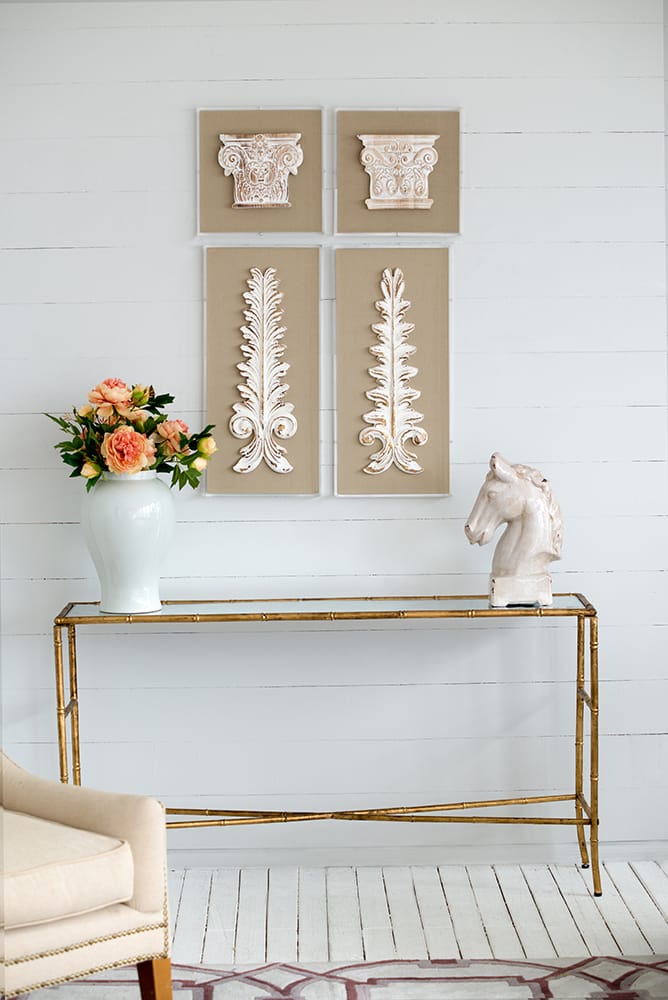 Beige Wood Wall Art Set - 3 Corinthian Pedestal Pieces