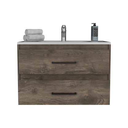 White Particle Board Bathroom Vanity Sink with Two Drawers