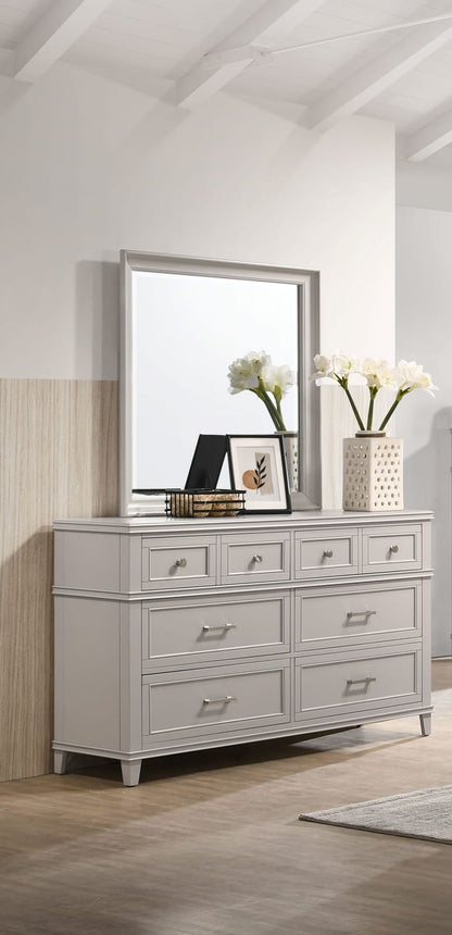 Gray Solid Wood Dresser with 6 Drawers for Bedroom Storage