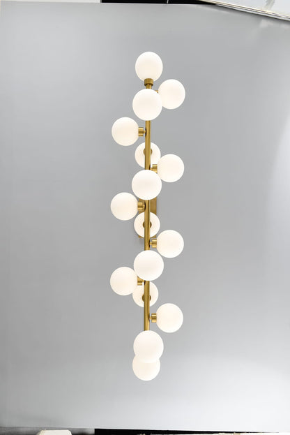 16-Light Farmhouse Chandelier - Gold+White Metal, Opal Glass