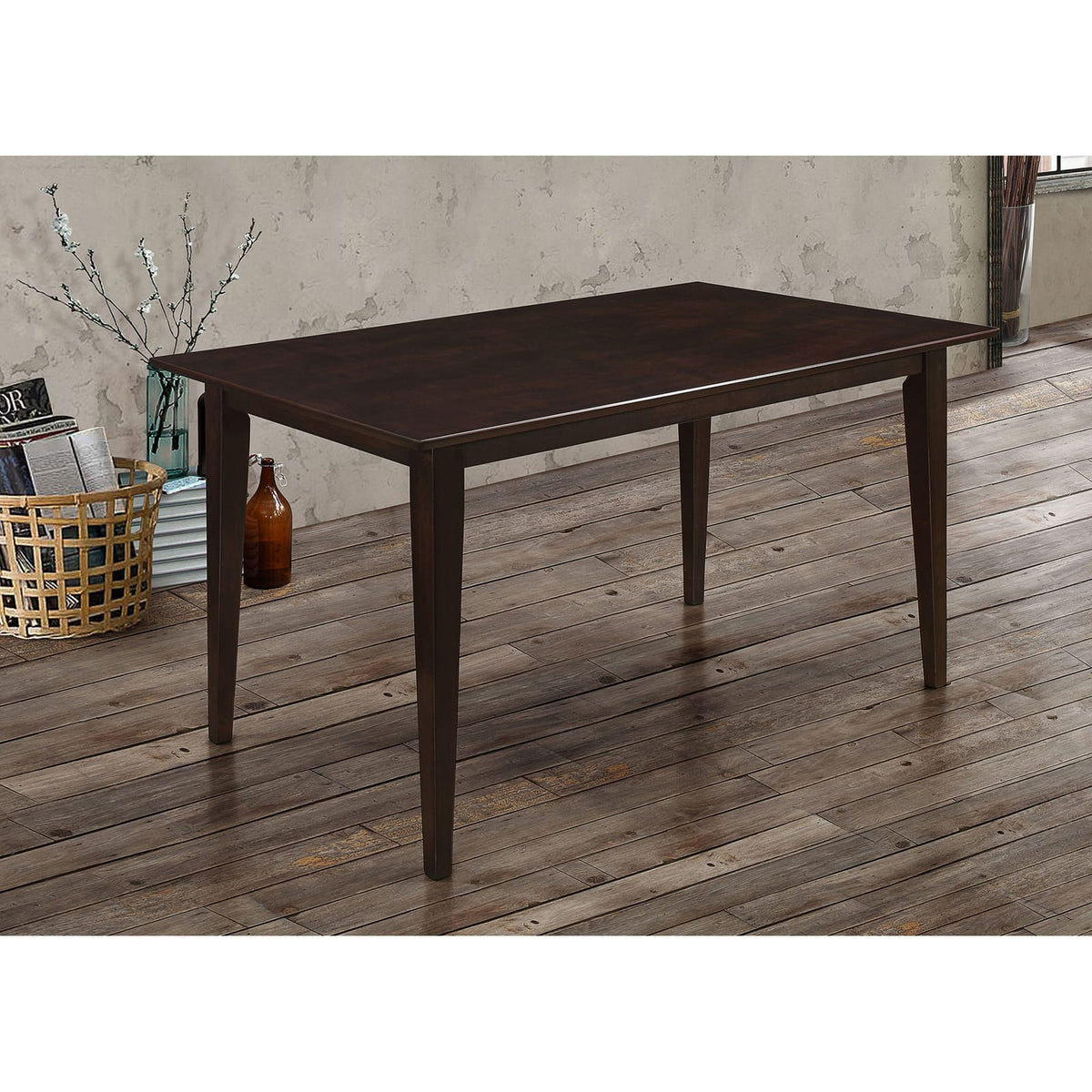 59 Inch Cappuccino Wood Dining Table - Kitchen Dining Room