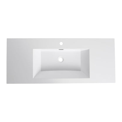 48" Gloss White Resin Bathroom Sink - Durable & Modern