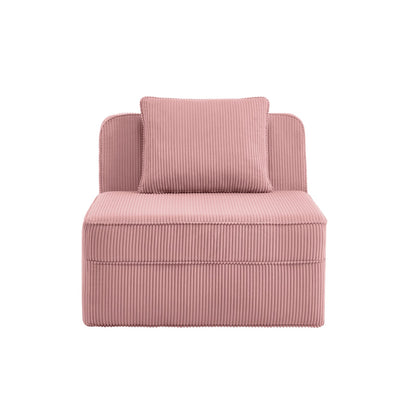 Pink Corduroy Martha Armless Sofa - Plush Comfort