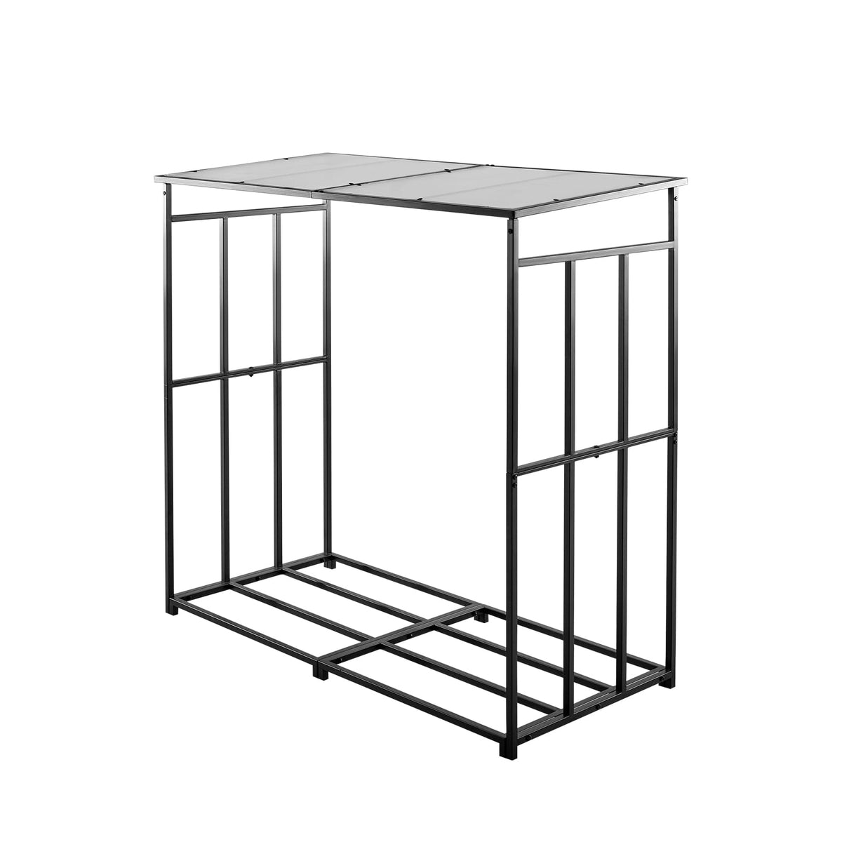 Black Iron Outdoor Firewood Rack for Backyard Storage and Patio