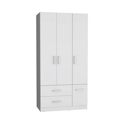 71" White Wardrobe with Hanging Rail & 6 Shelves for Bedroom