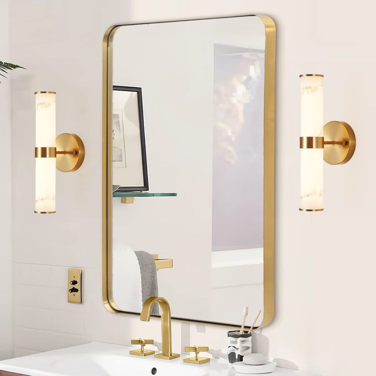 Gold Resin Wall Sconces - Set of 2 Modern Lighting