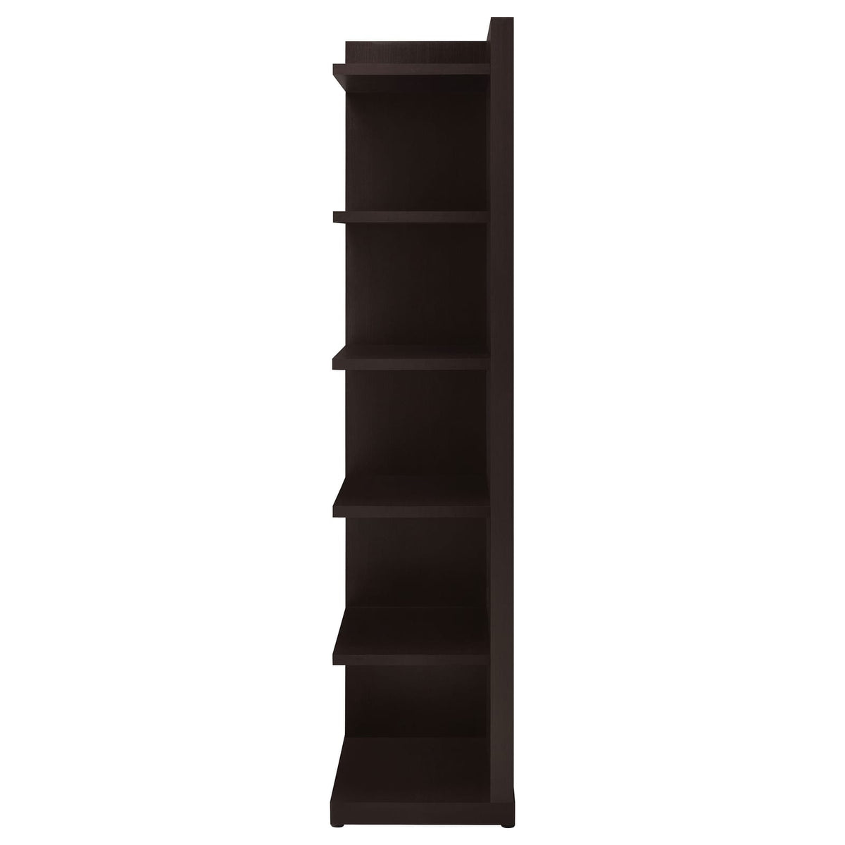 Cappuccino 6-Tier Corner Bookcase - Brown Wood Shelving