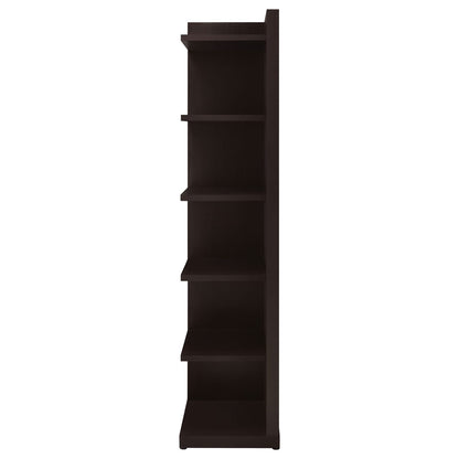 Cappuccino 6-Tier Corner Bookcase - Brown Wood Shelving